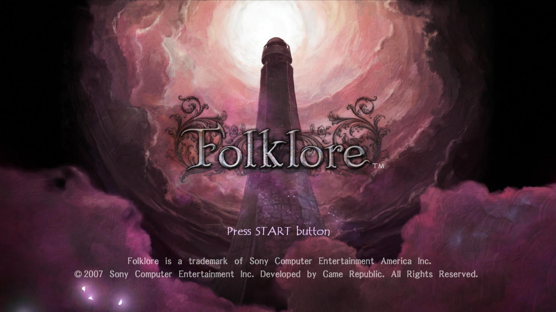 Folklore PS3 game title press start screen