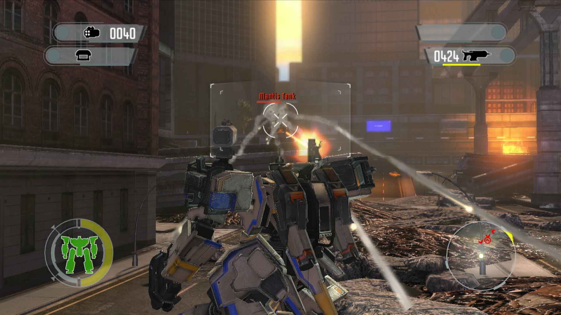 Front Mission Evolved PS3 shooting missiles enemy turret