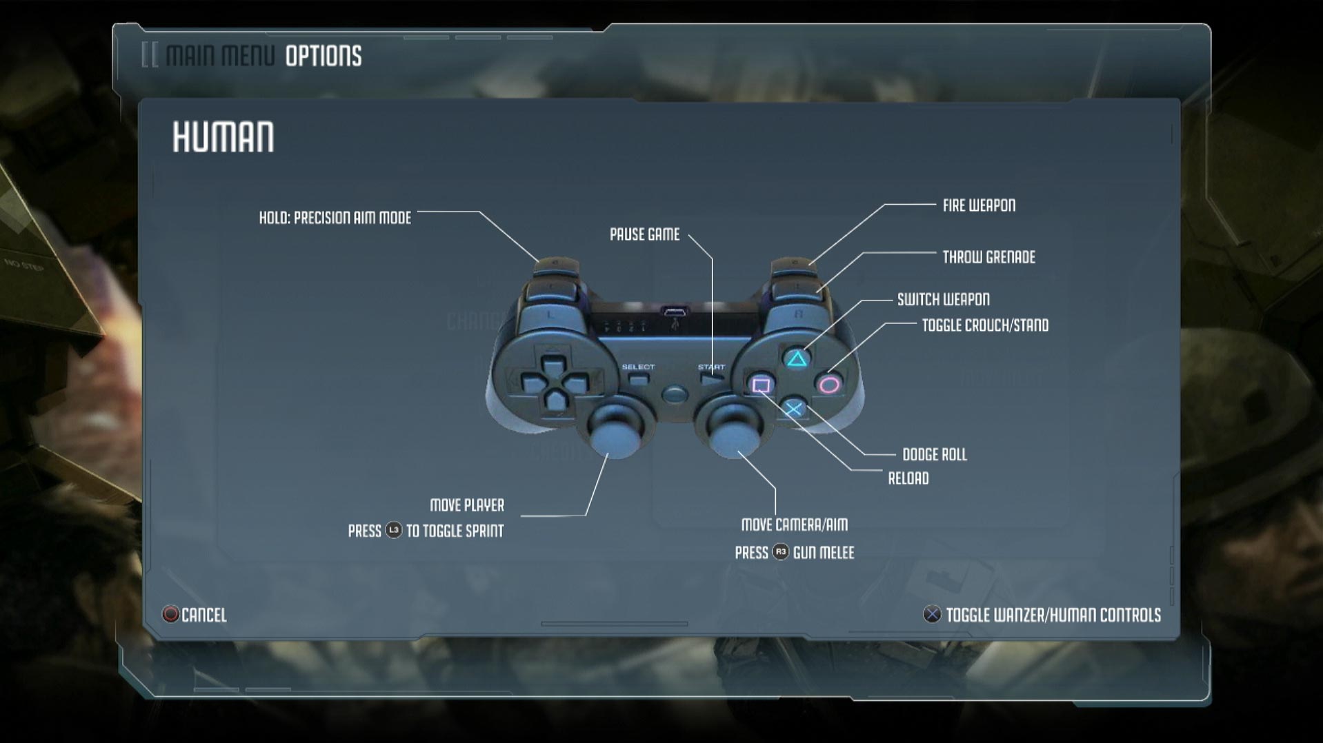 Front Mission Evolved PS3 game controller button layout