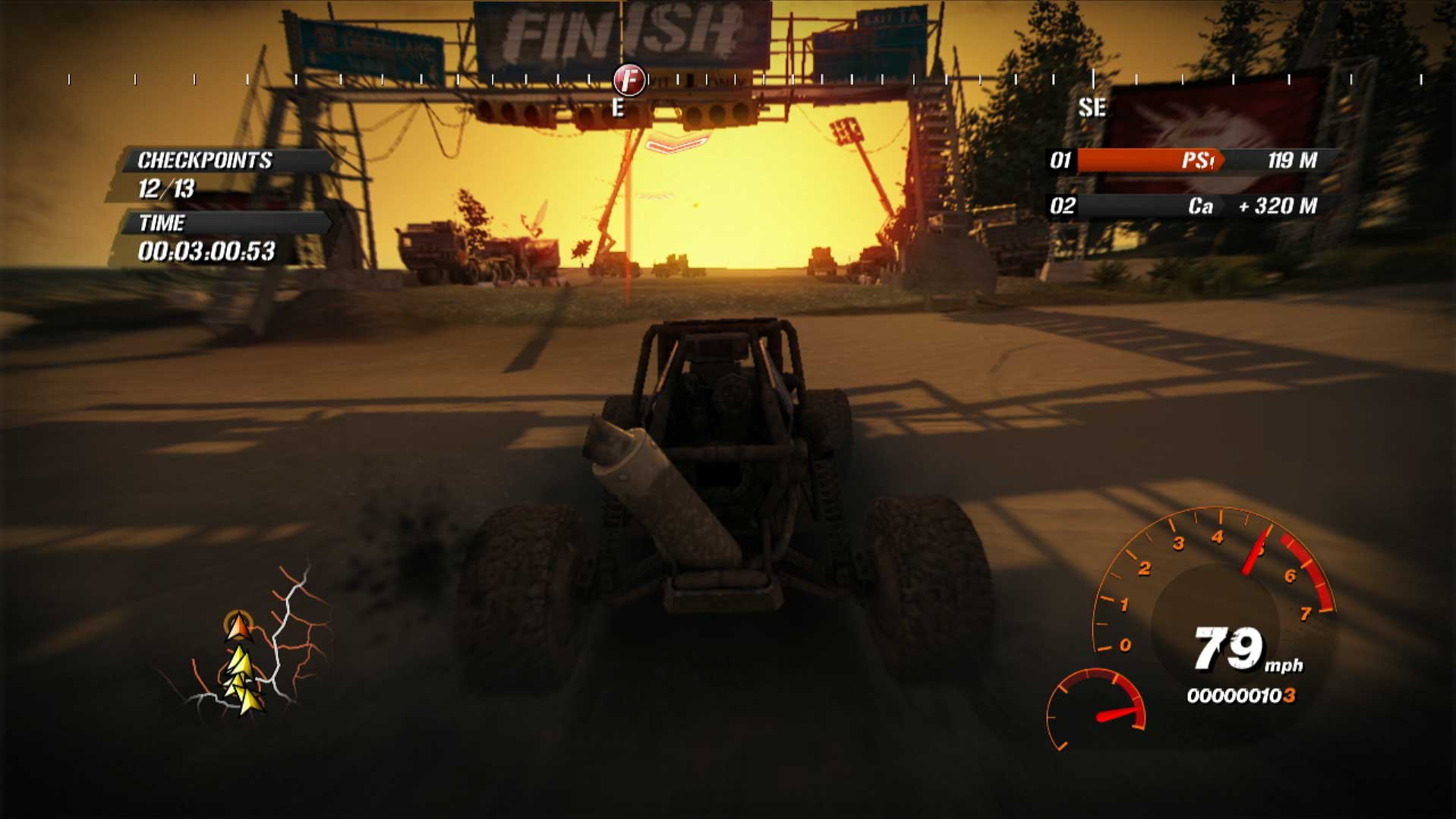 Fuel PS3 finish line race sunset