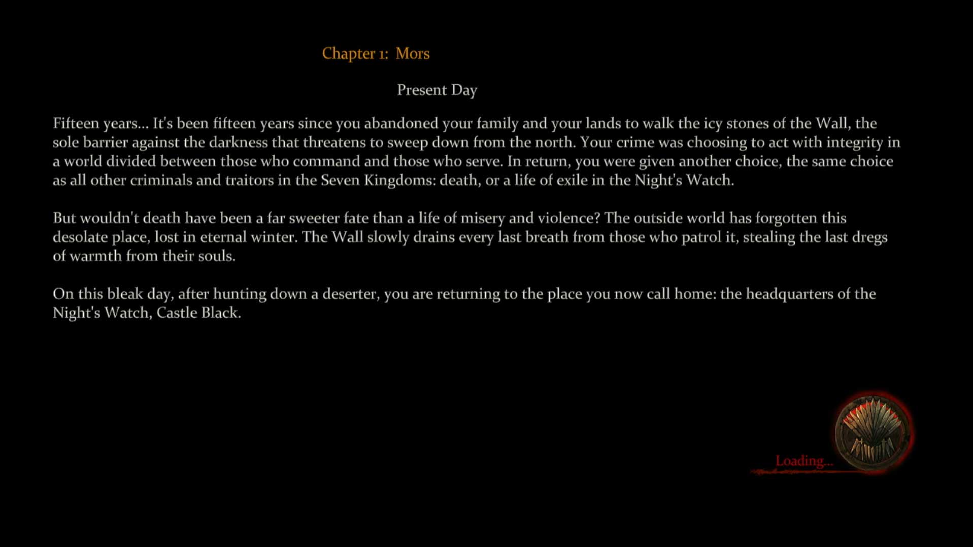 Game of Thrones PS3 chapter 1 information text