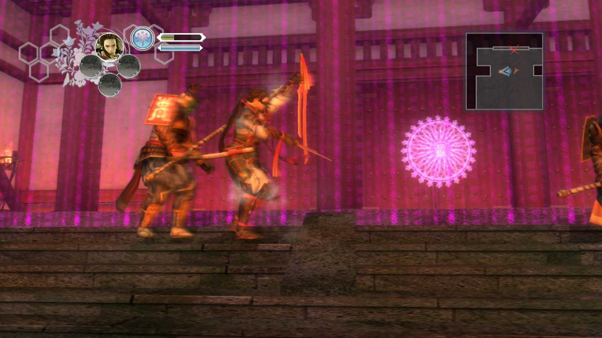 Genji Days of the Blade PS3 fighting combat pink glow