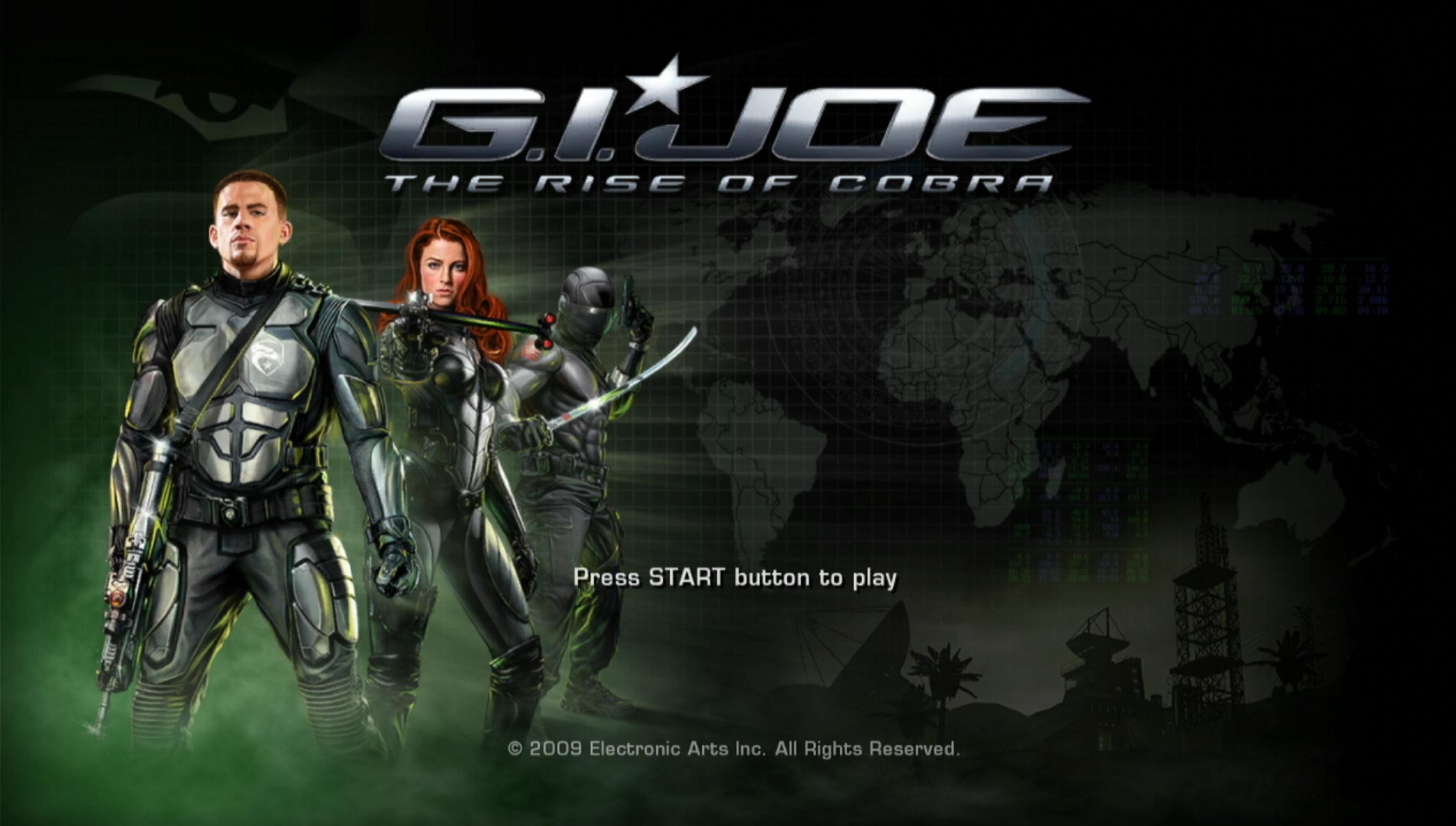 GI Joe The Rise of Cobra PS3 game title press start screen