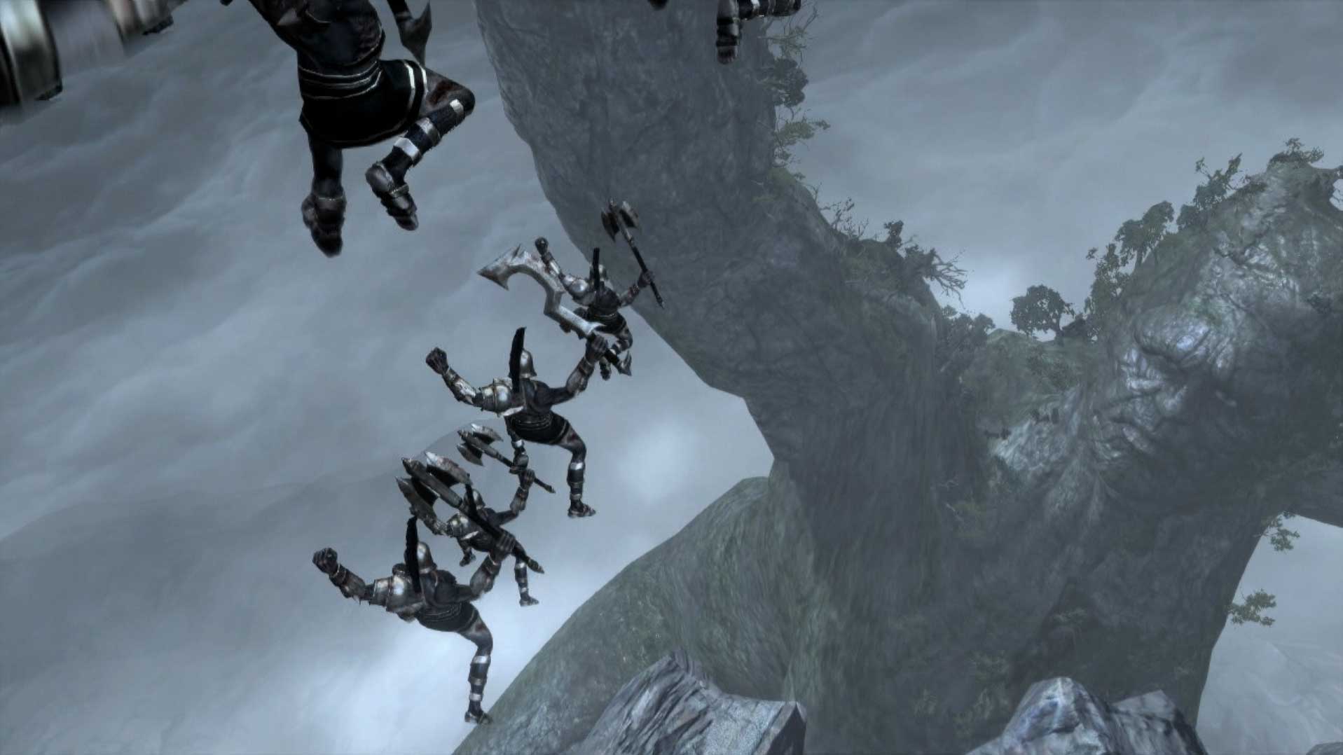 God of War III PS3 soldiers falling giant