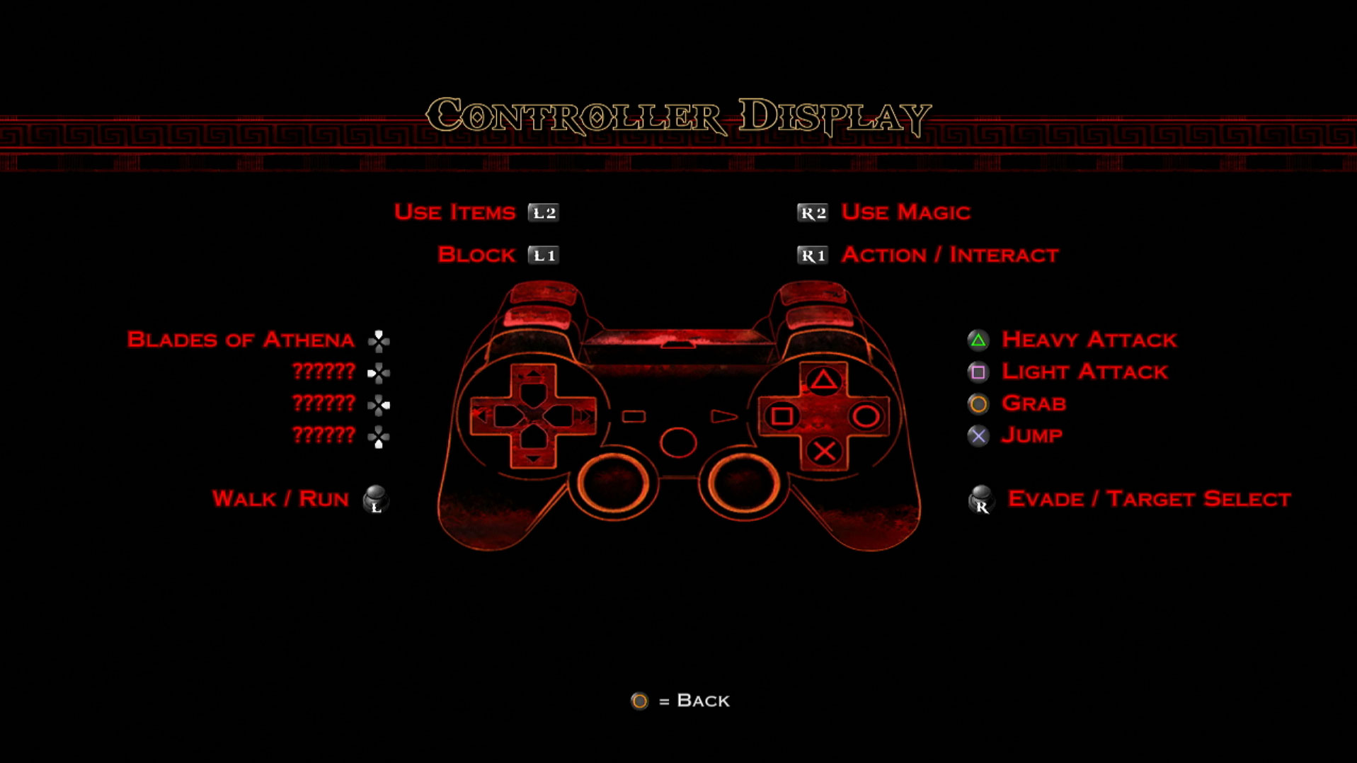 God of War III PS3 game controller button layout