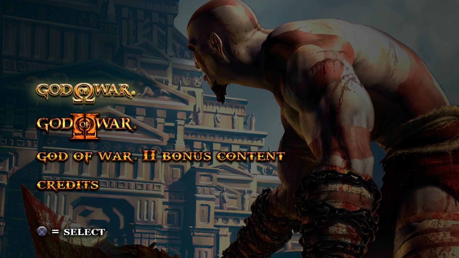 God of War Collection PS3 game title press start screen