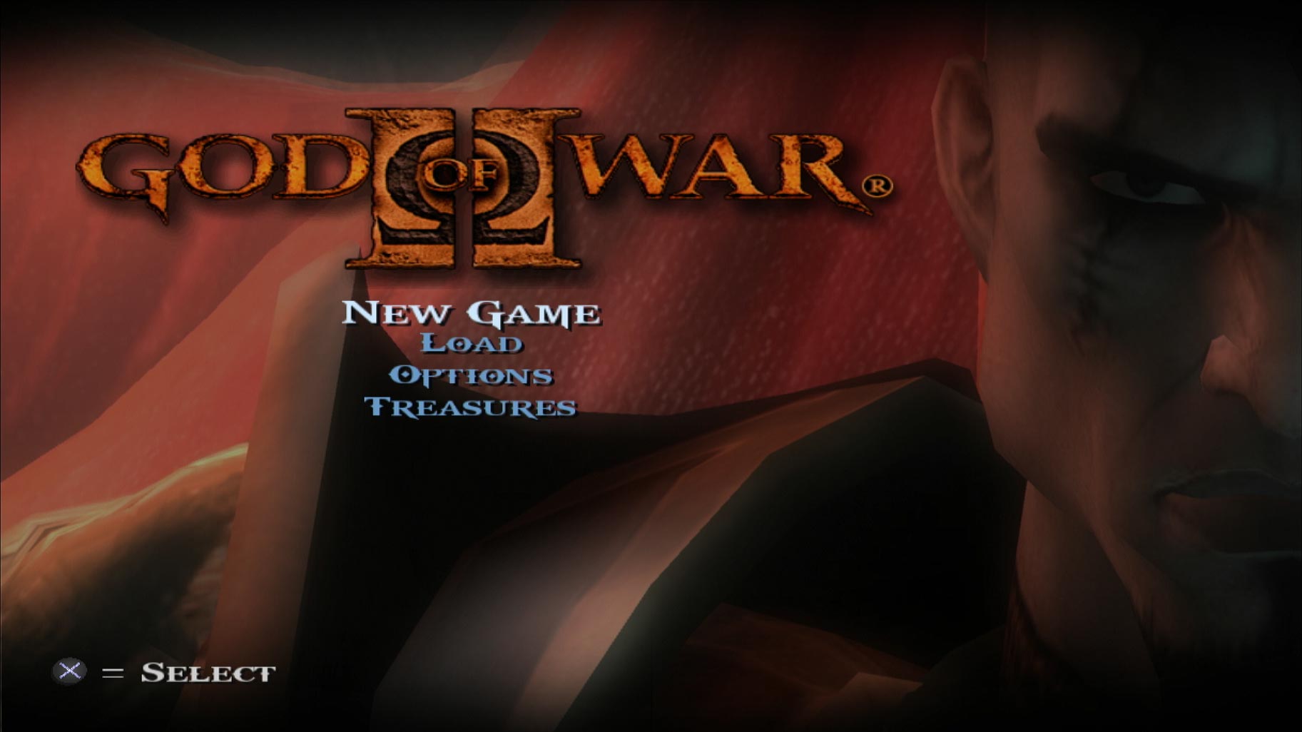 God of War Collection PS3 select gow 2 game start screen