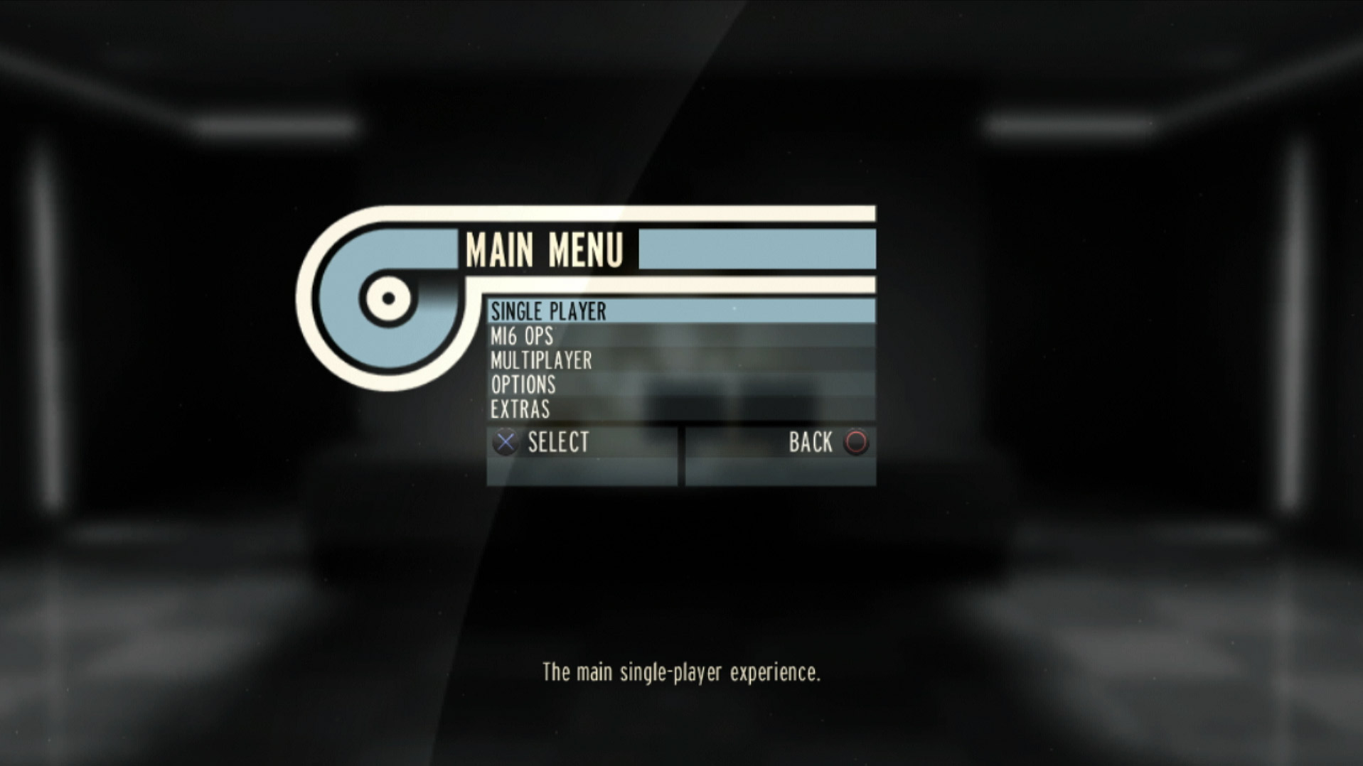 Goldeneye 007 Reloaded PS3 game main menu screen