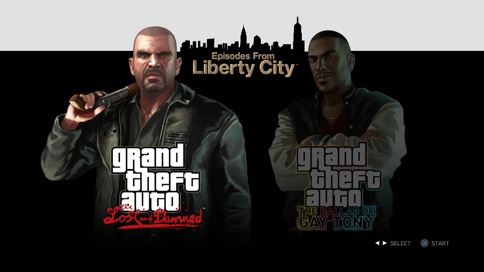 Grand Theft Auto IV Episodes from Liberty City PS3 game title select start screen 