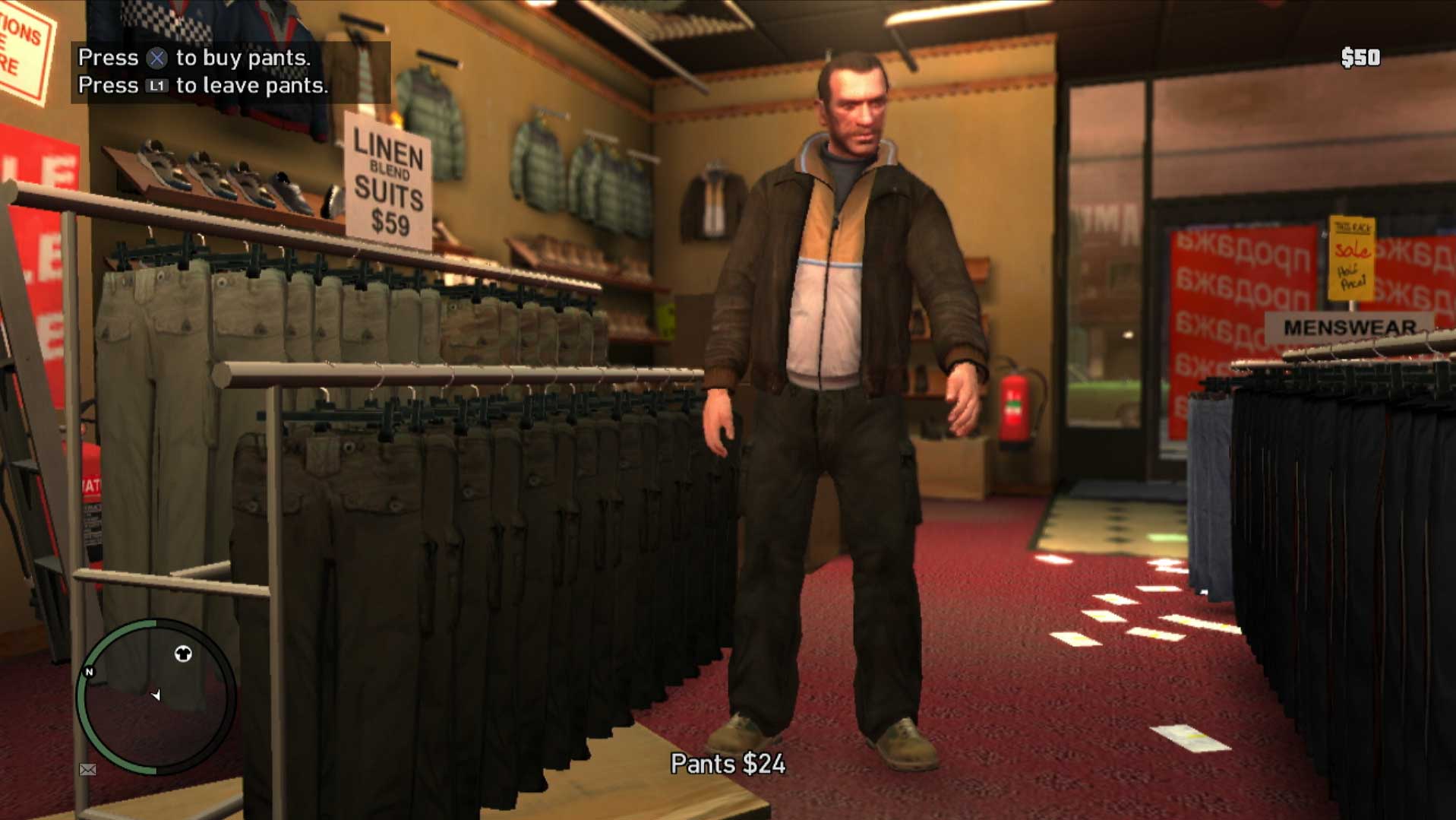 Grand Theft Auto IV PS3 buying pants shop niko