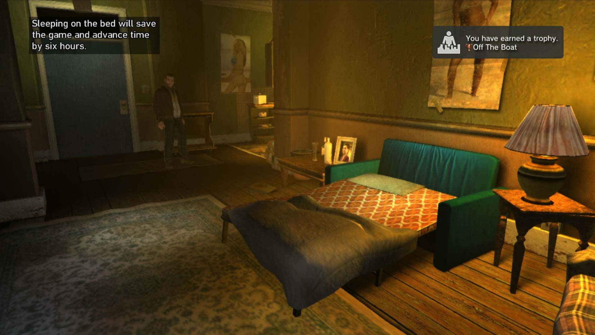 Grand Theft Auto IV PS3 bed home apartment screenshot