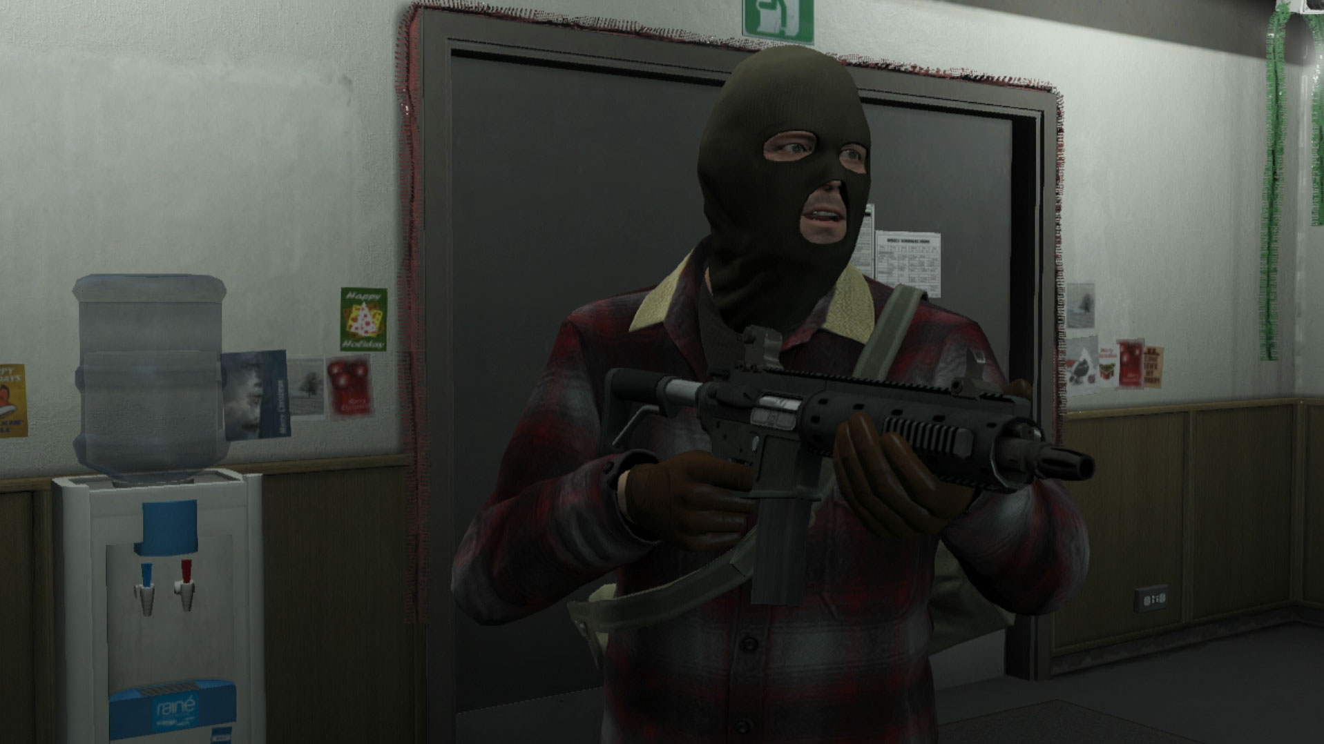 Grand Theft Auto V PS3 prologue cutscene ski mask gun