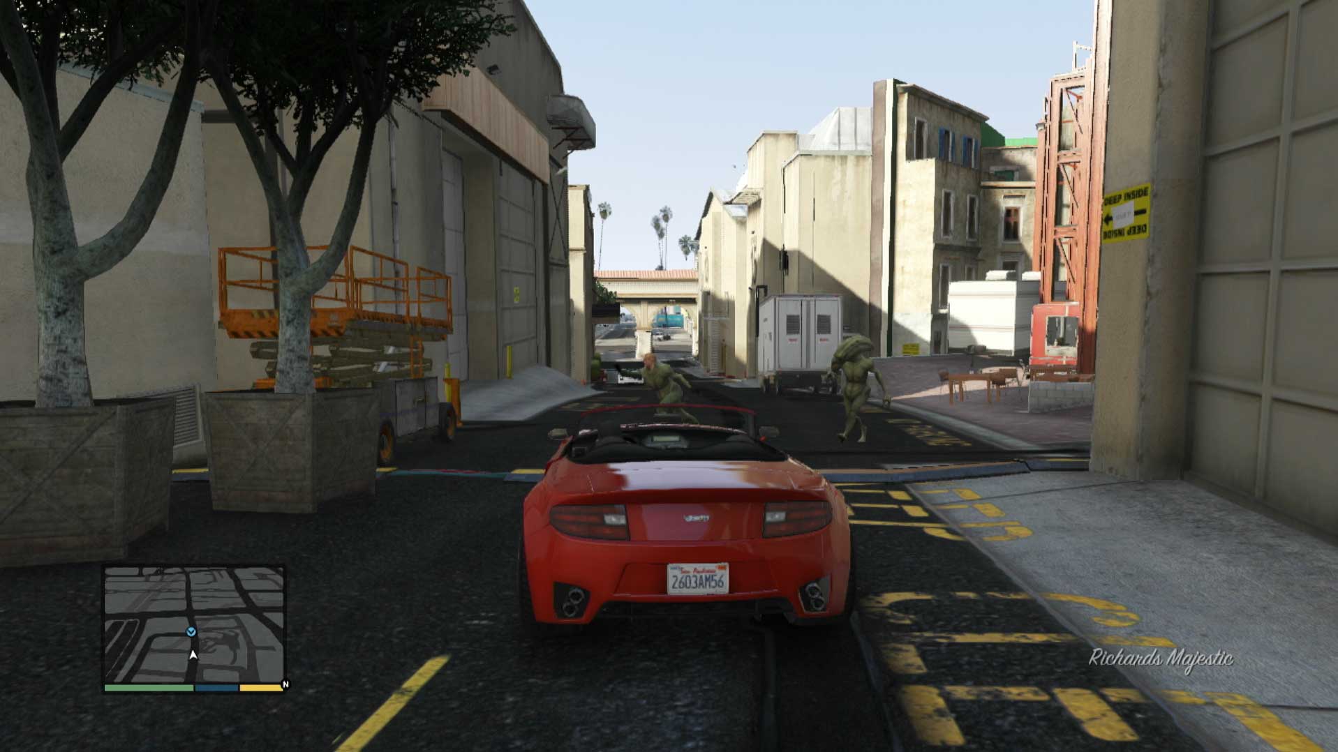 Grand Theft Auto V PS3 driving red sport movie aliens