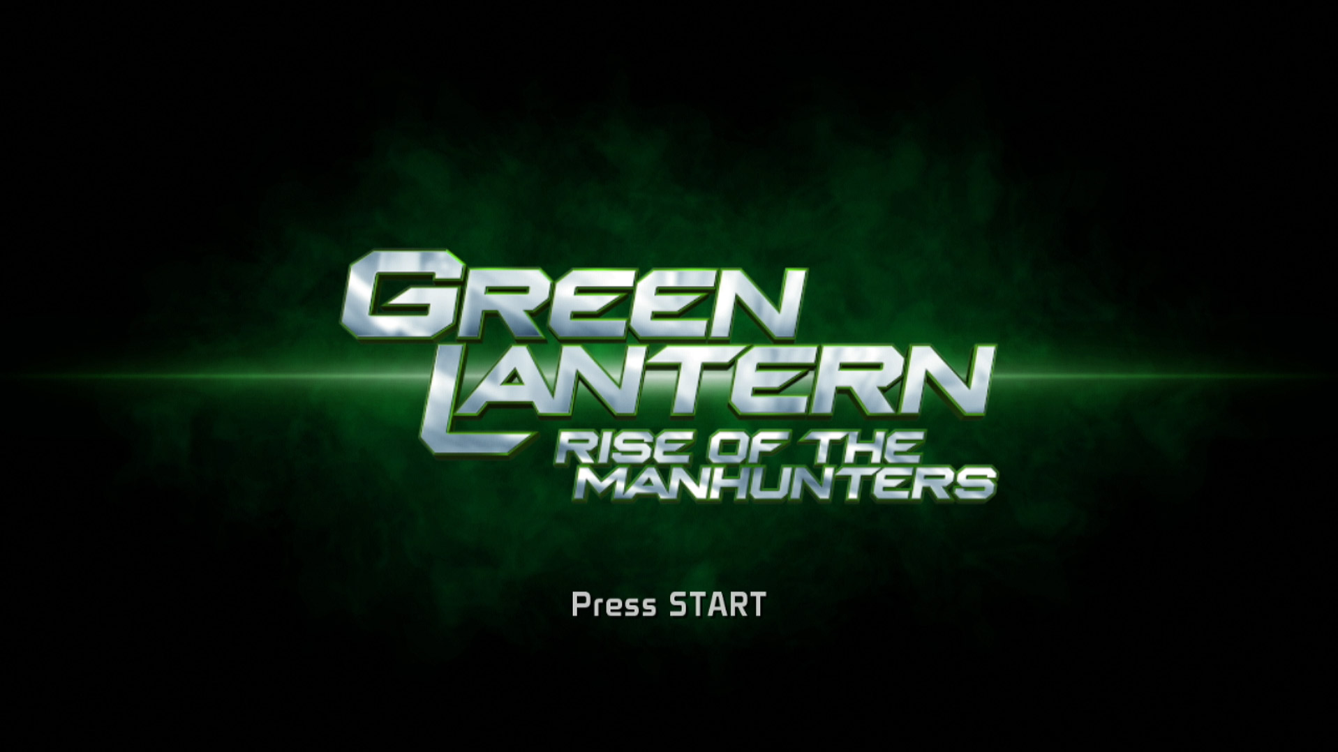 Green Lantern Rise of the Manhunters PS3 game title press start screen