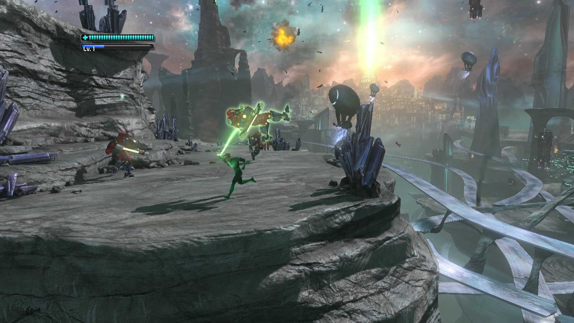 Green Lantern Rise of the Manhunters PS3 lasso rope enemy air