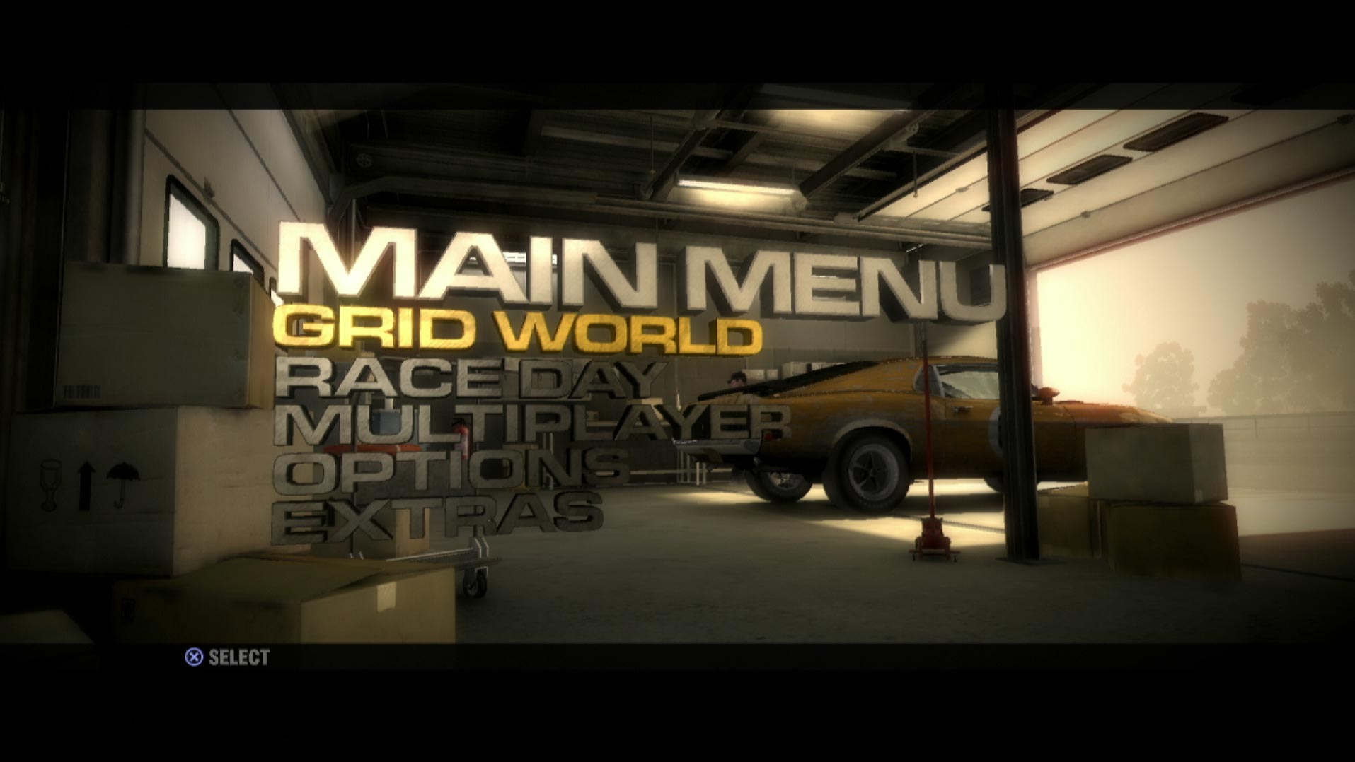 video game main menu screen