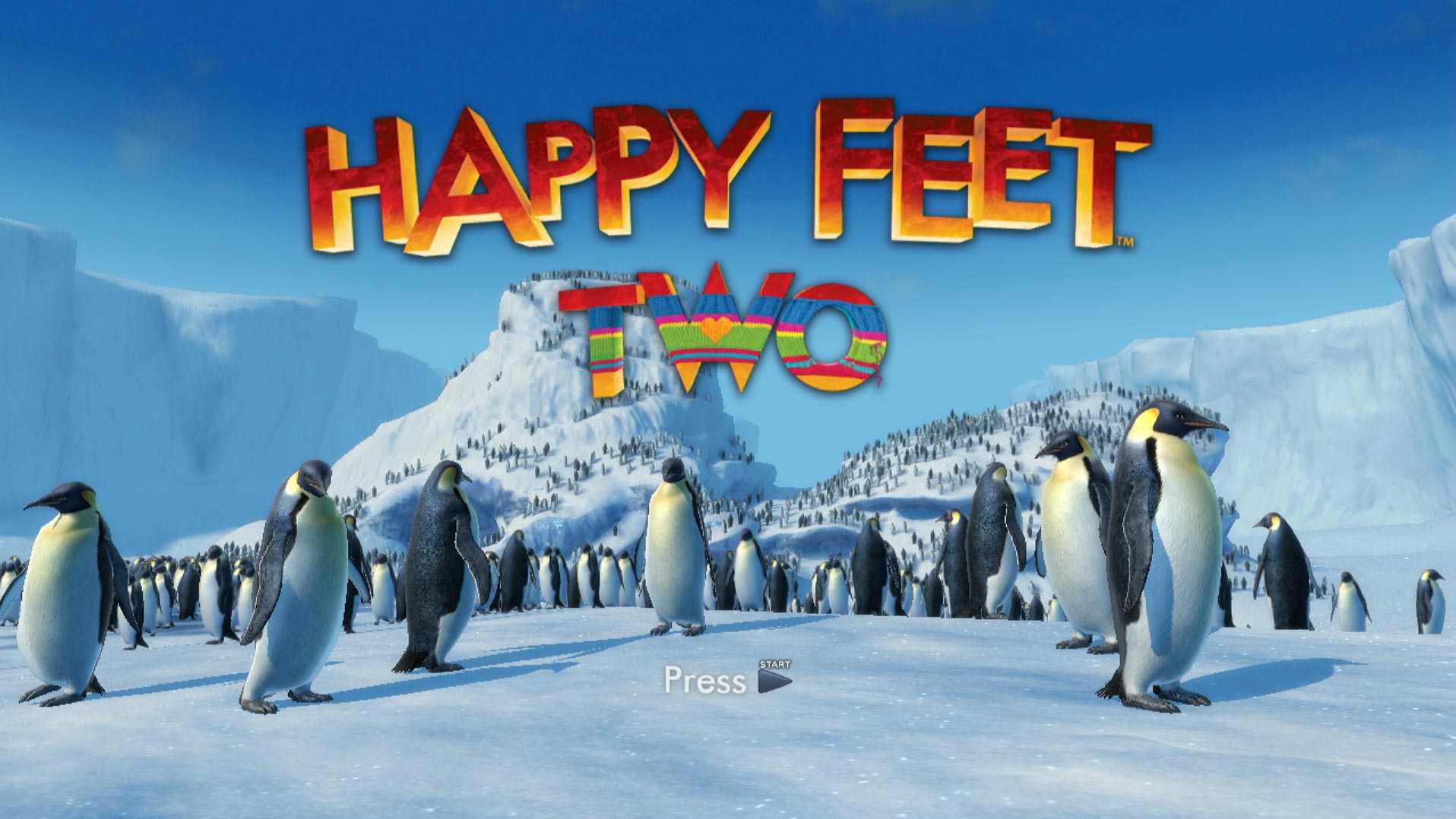 Happy Feet Two PS3 game title press start screen