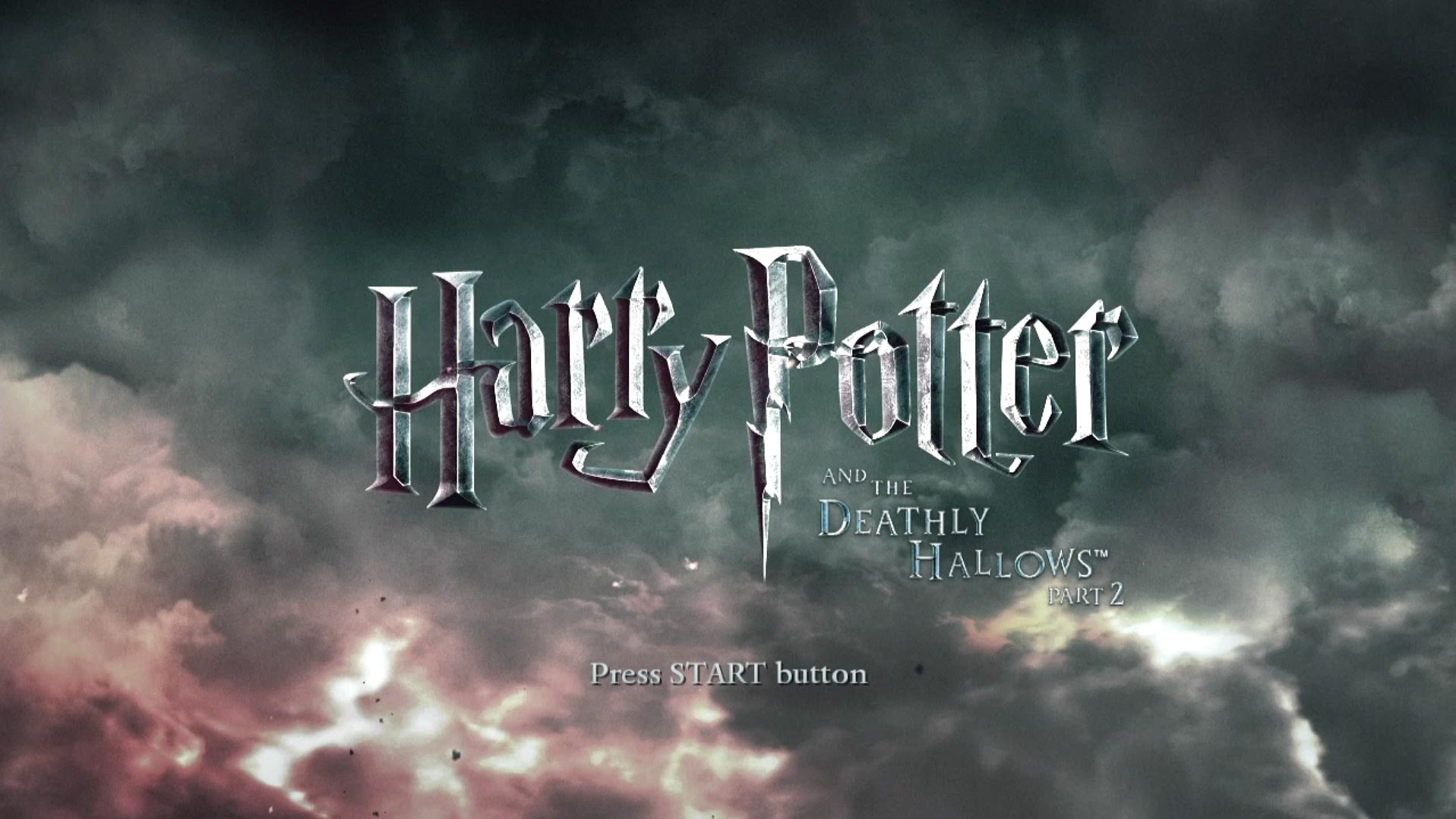 Harry Potter Deathly Hallows Part 2 PS3 game title press start screen