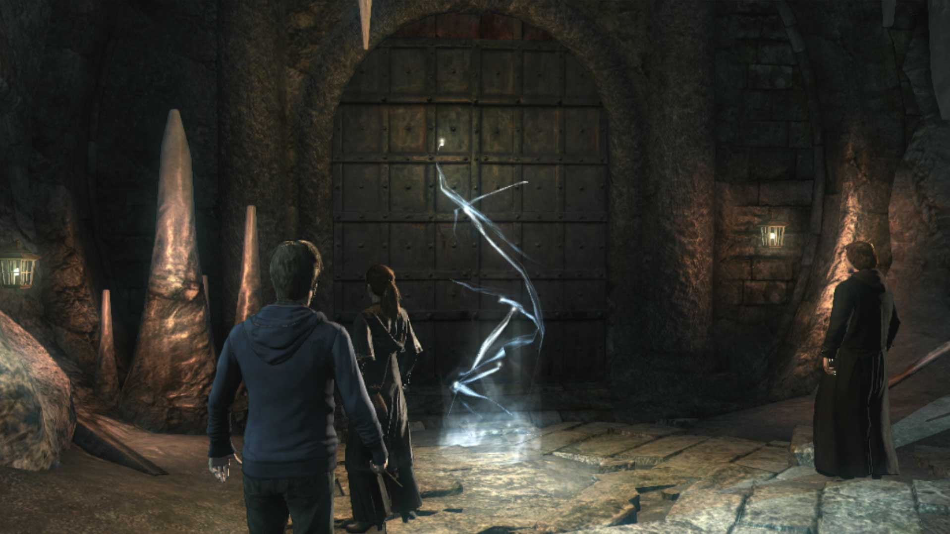 Harry Potter Deathly Hallows Part 2 PS3 arched door cave screenshot