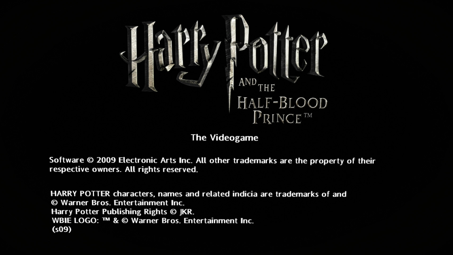 Harry Potter Half-Blood Prince PS3 game title press start screen