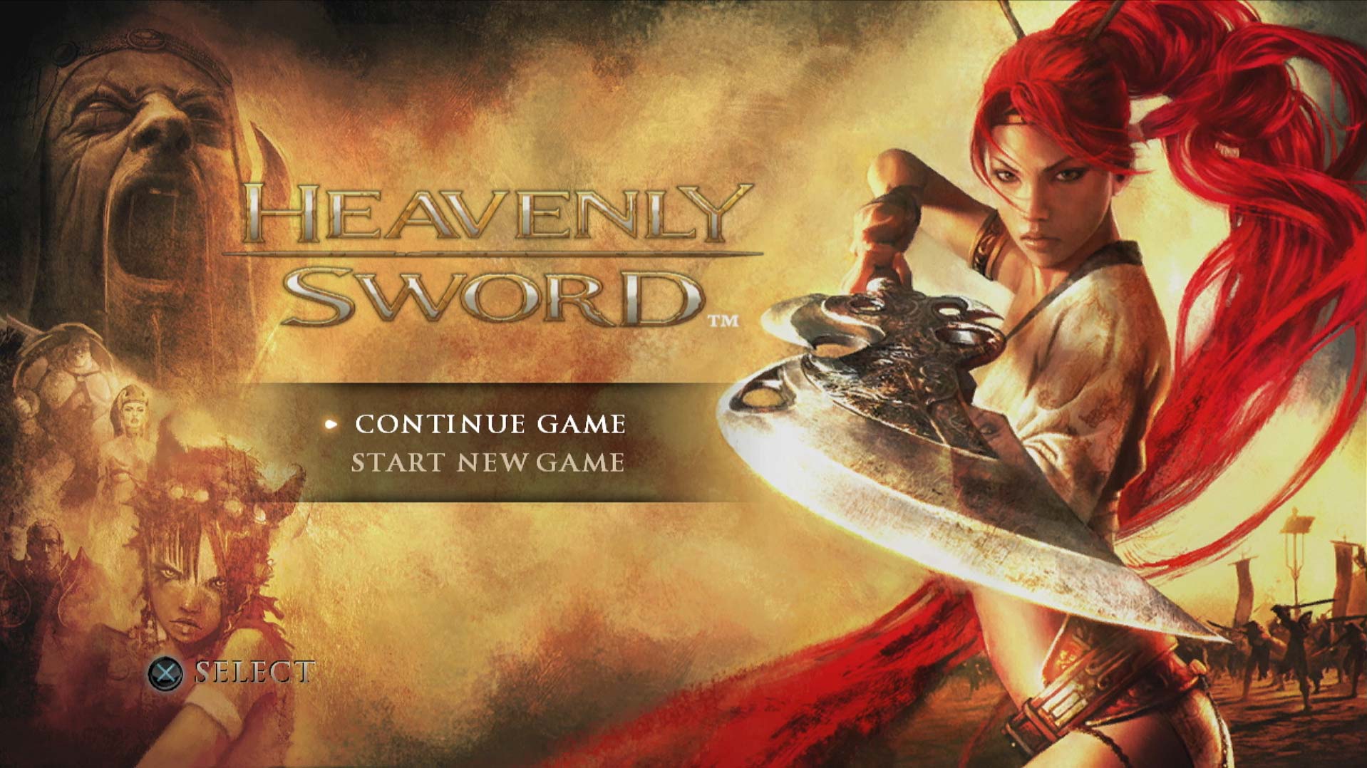 Heavenly Sword PS3 game title press start screen