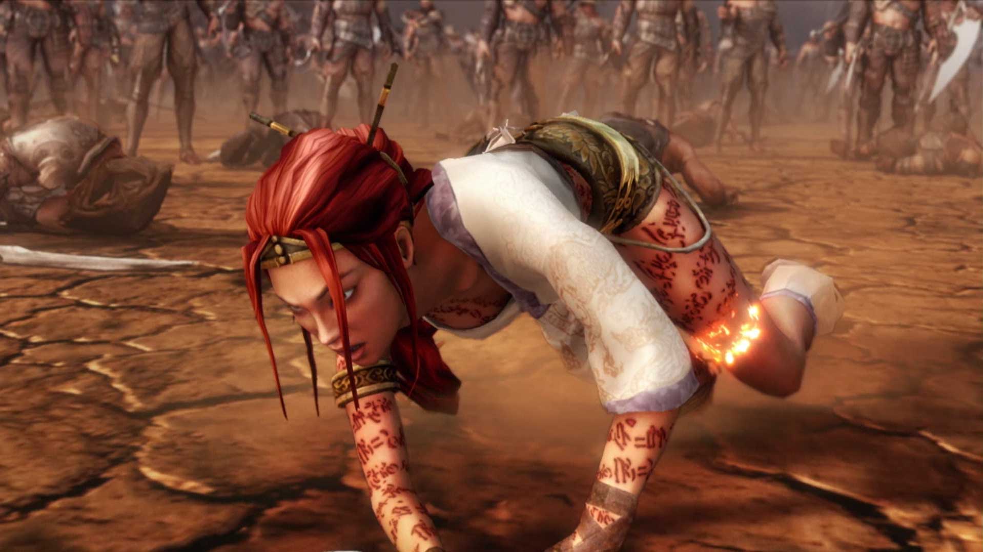 Heavenly Sword PS3 cutscene protagonist crawling