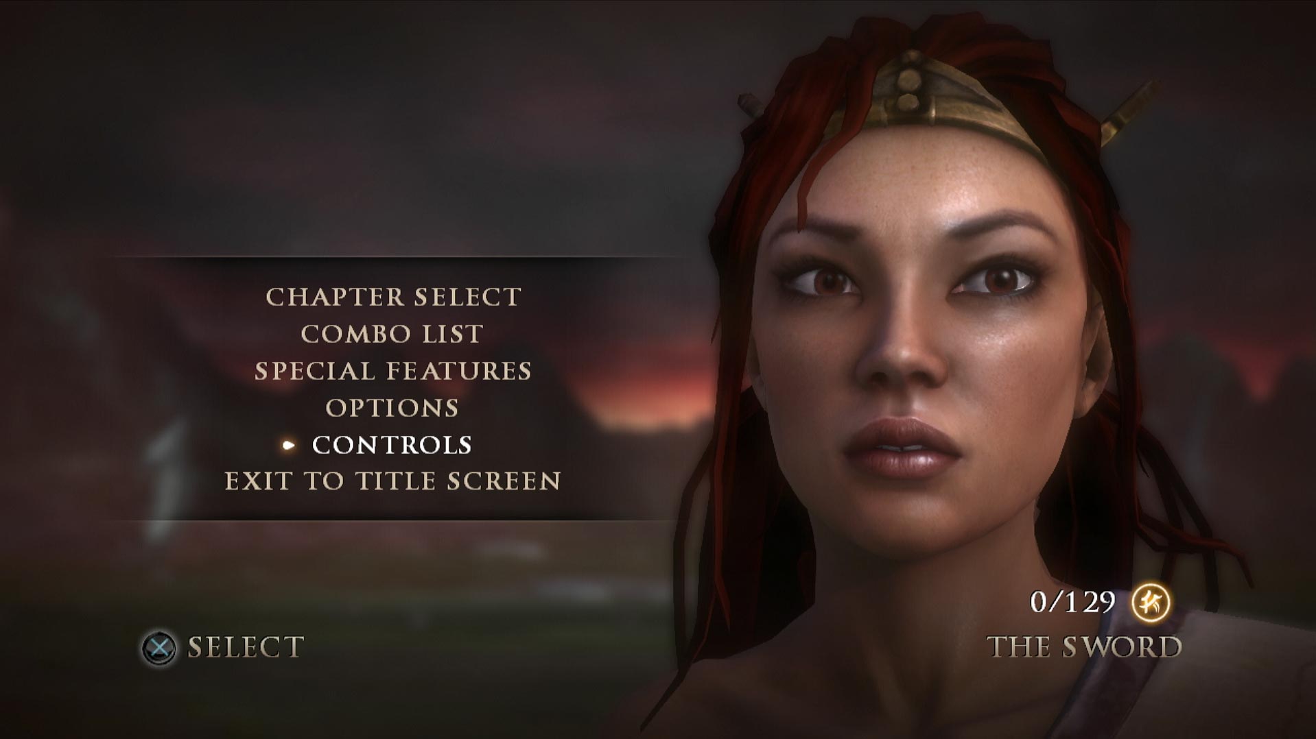 Heavenly Sword PS3 game main menu screen