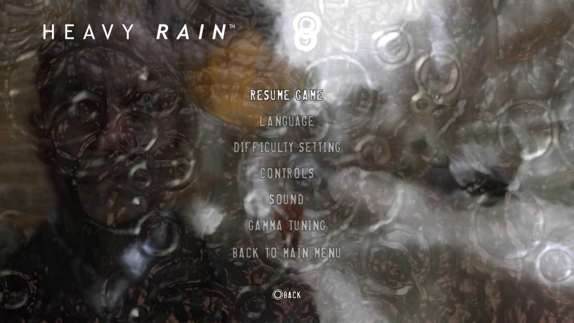 Heavy Rain PS3 pause menu resume game