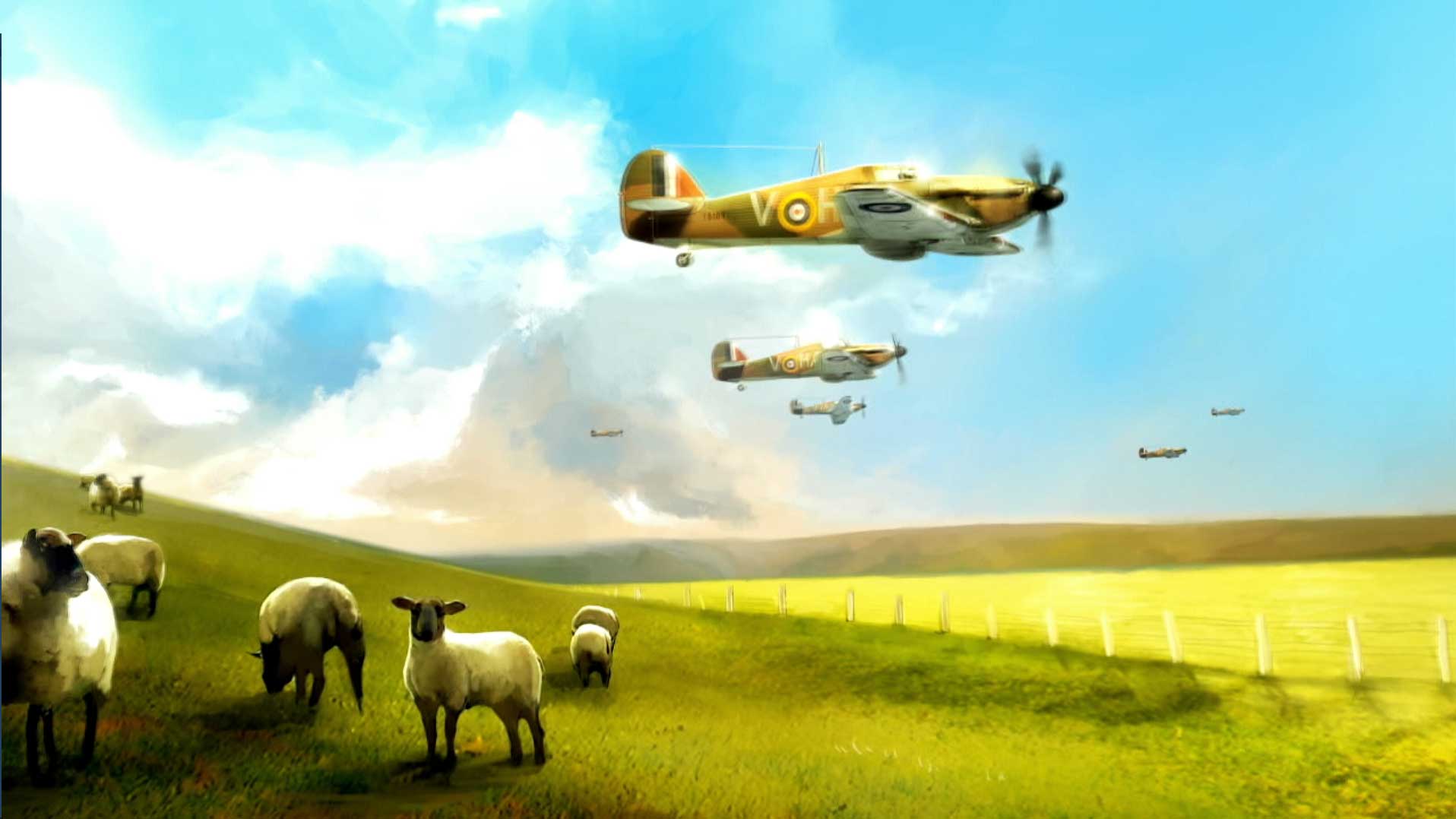 Heroes Over Europe PS3 cutscene planes field sheep