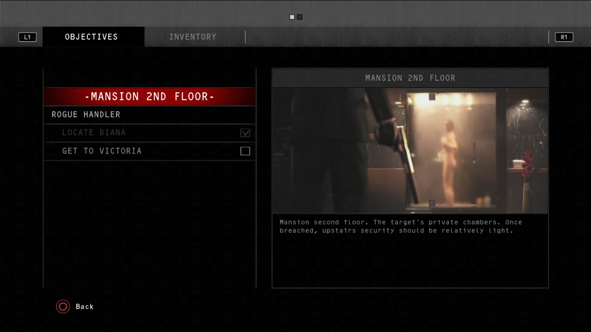 Hitman Absolution PS3 game objectives menu