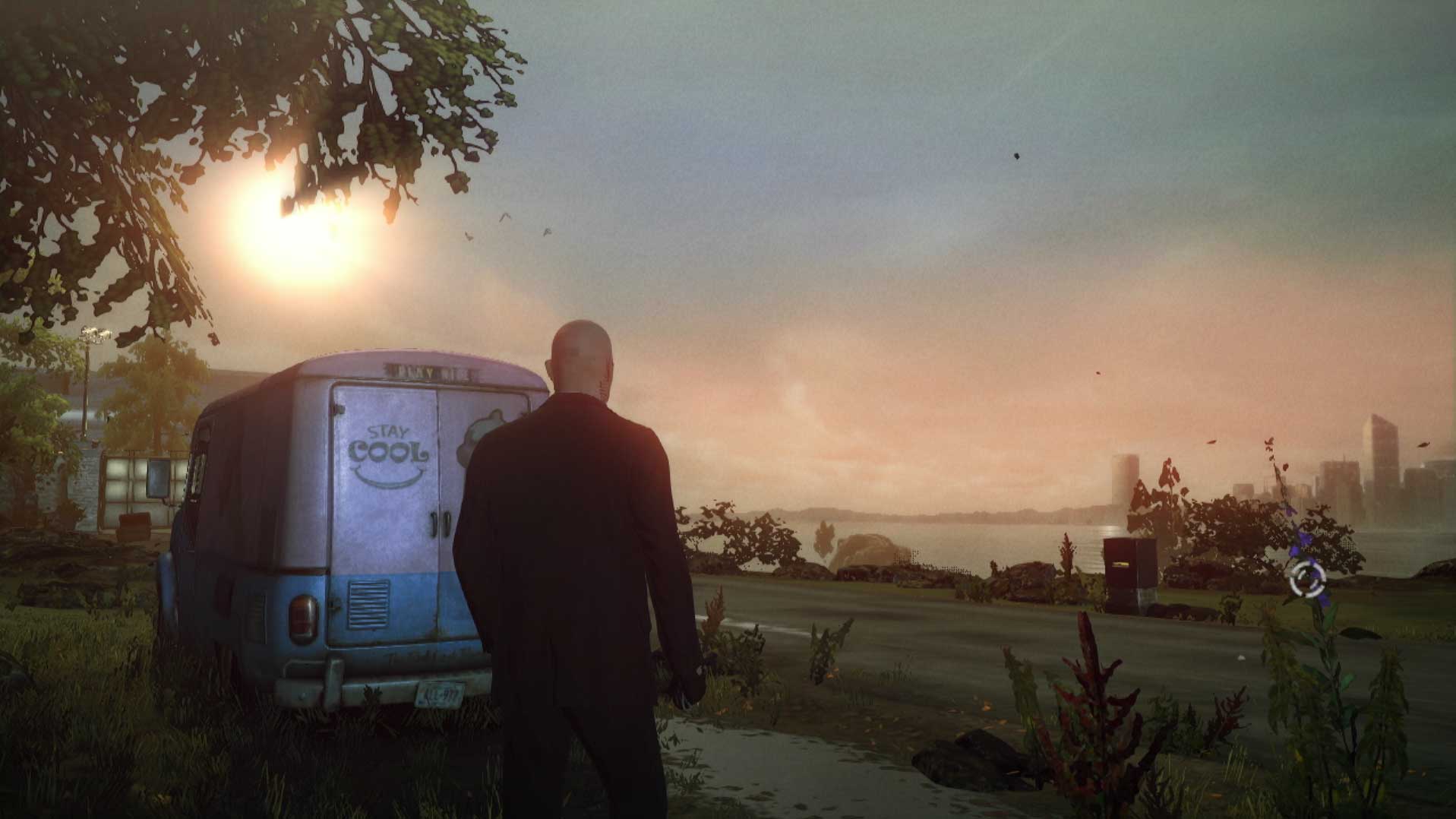 Hitman Absolution PS3 gameplay protagonist ice cream truck behind