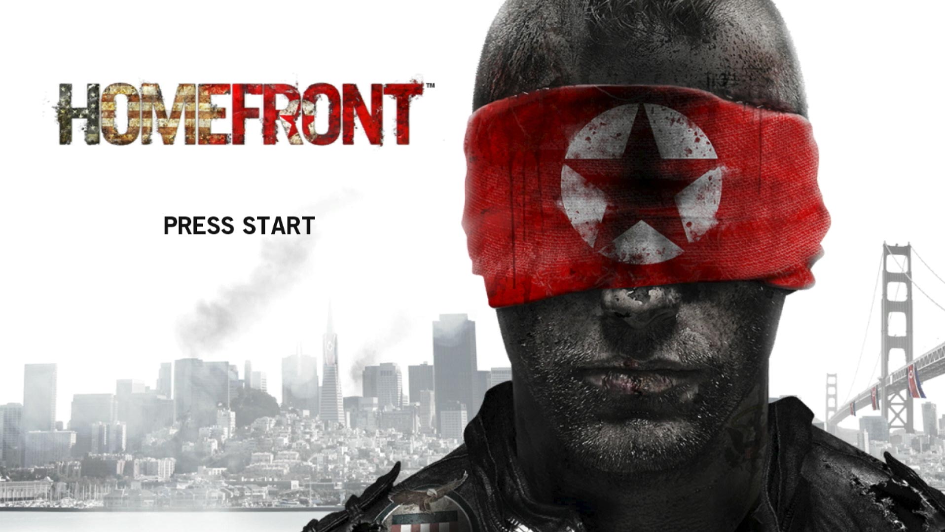 Homefront PS3 game title press start screen