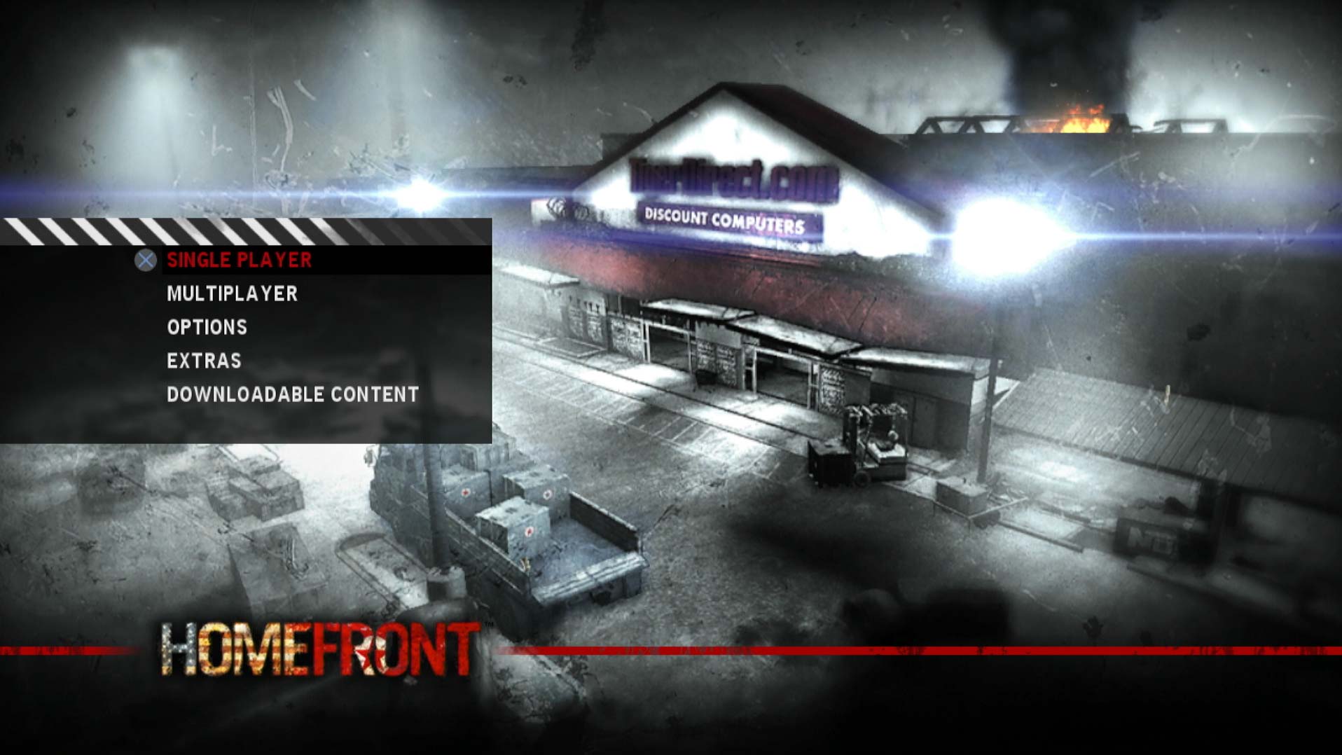 Homefront PS3 video game main menu screen