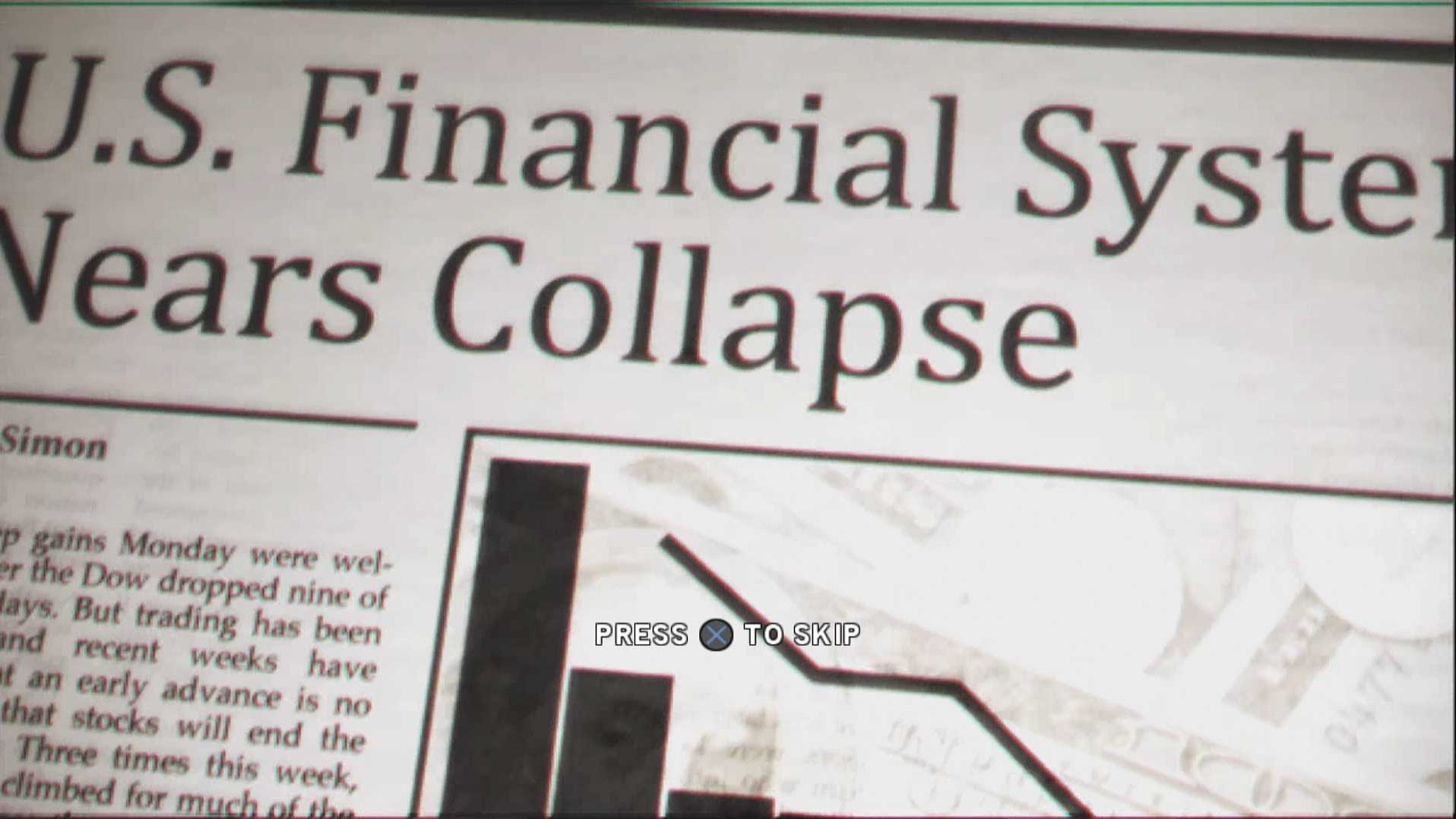 Homefront PS3 cutscene newspaper us financial system collapse