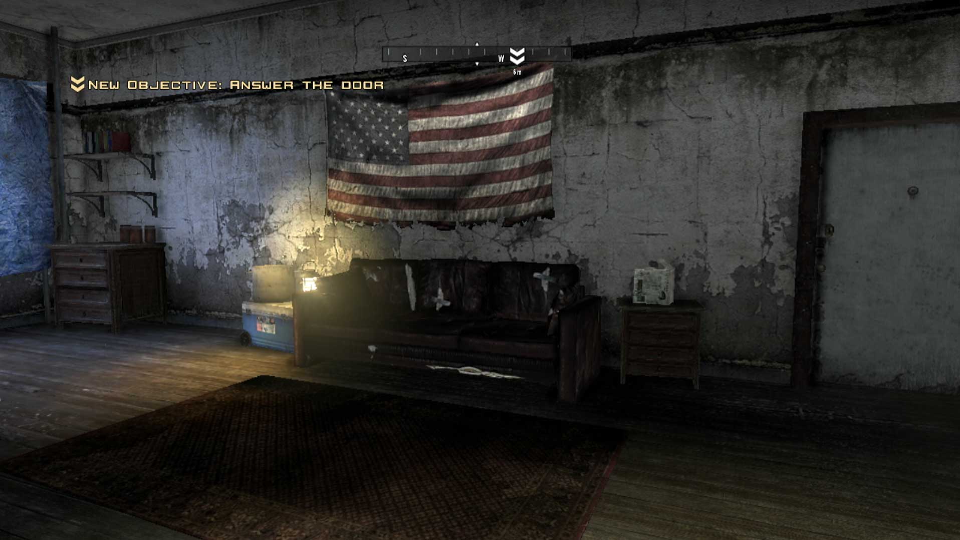 Homefront PS3 gameplay room amercian US flag