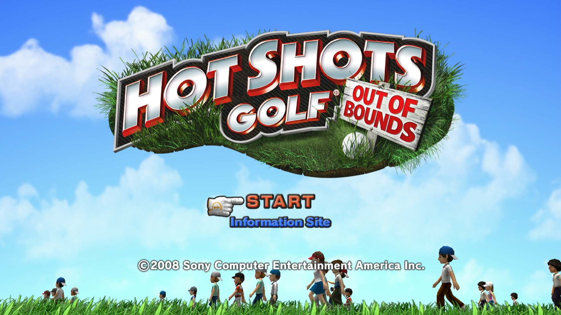 Hot Shots Golf Out of Bounds PS3 game title press start screen