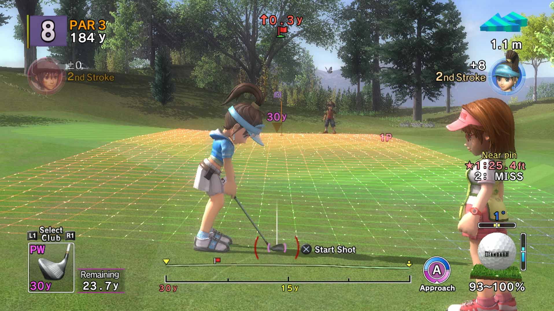 Hot Shots Golf Out of Bounds PS3 long shoot green grid line