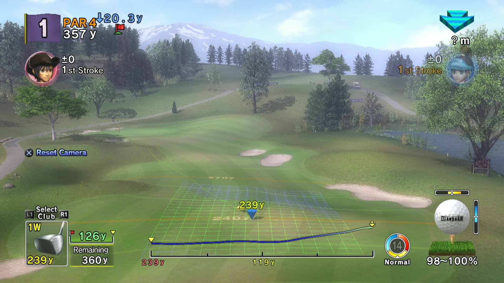 Hot Shots Golf Out of Bounds PS3 top view course fairway