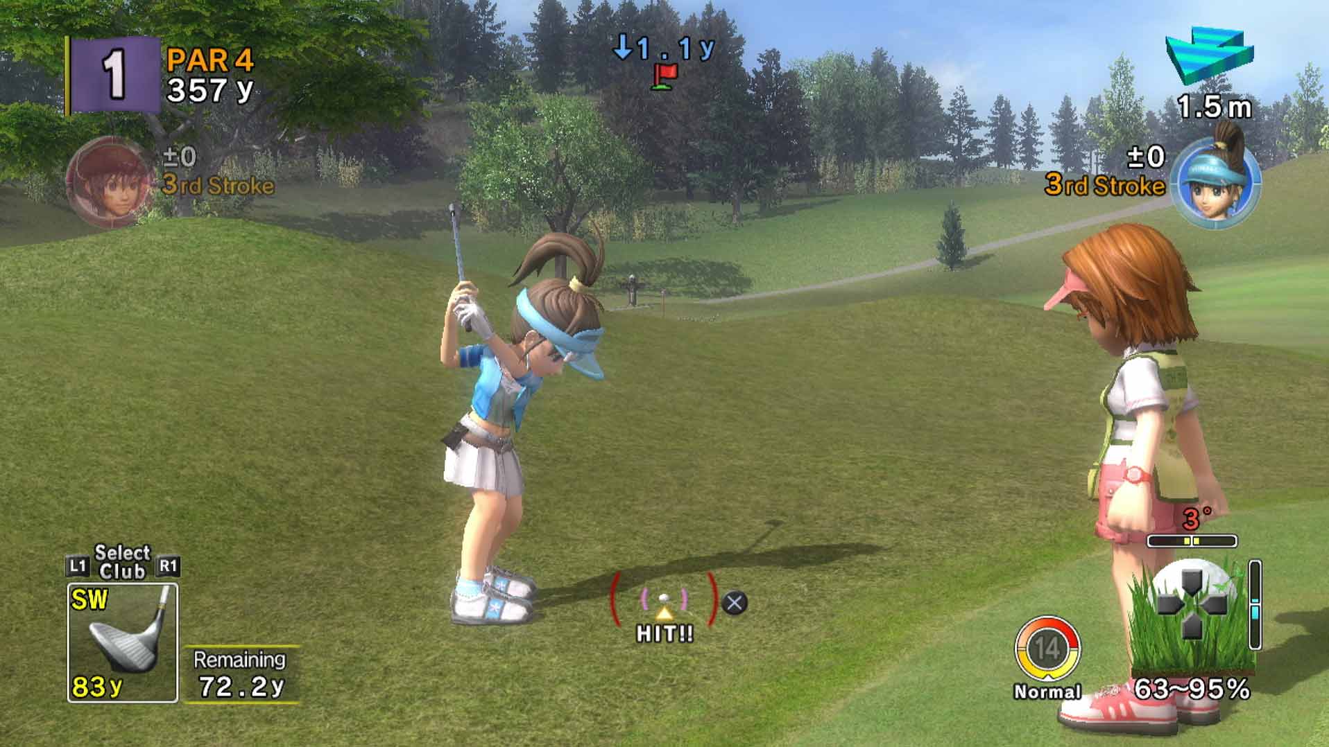 Hot Shots Golf Out of Bounds PS3 gameplay swinging girl lady