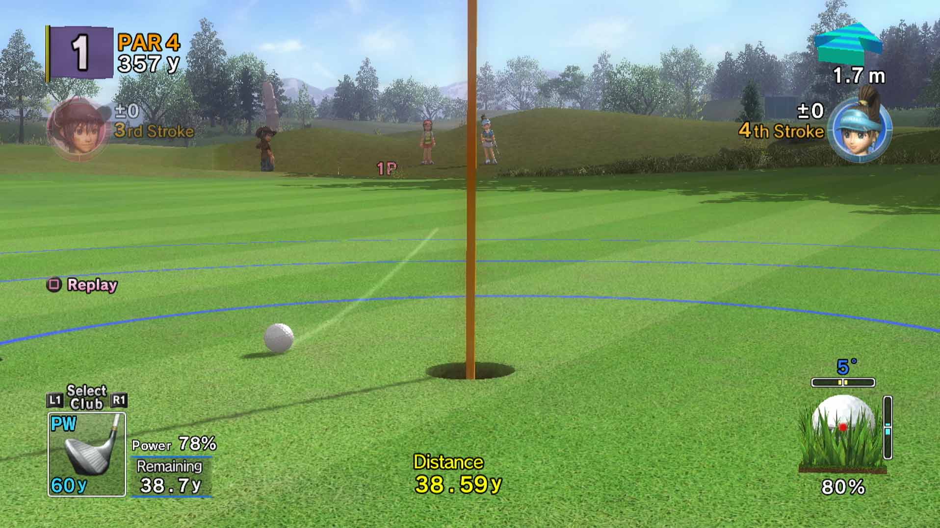 Hot Shots Golf Out of Bounds PS3 ball close hole pin