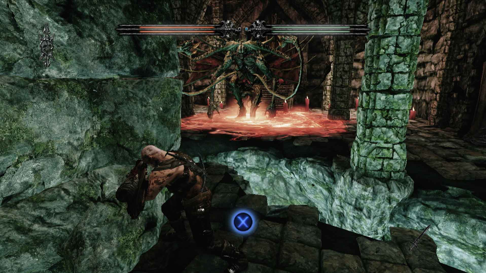 Hunted The Demon's Forge PS3 pushing rocks gamreplay x button