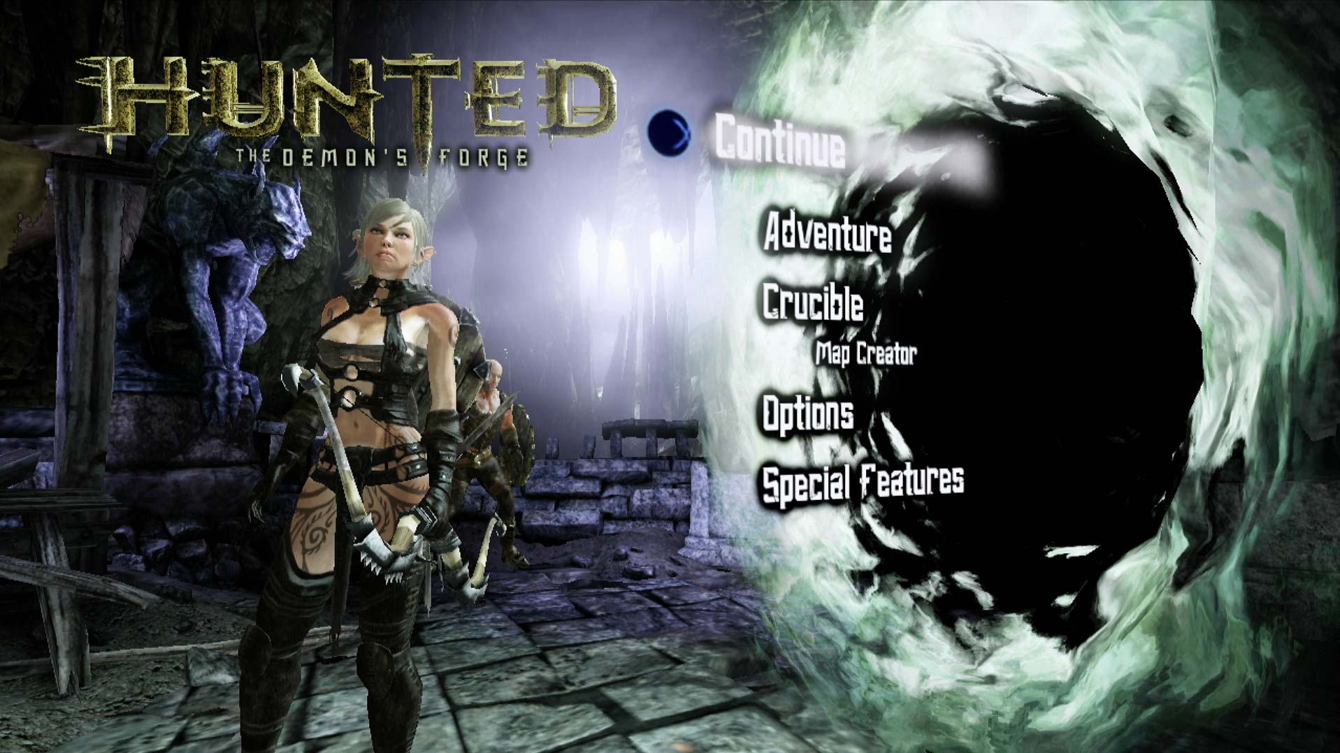 Hunted The Demon's Forge PS3 game main menu screen