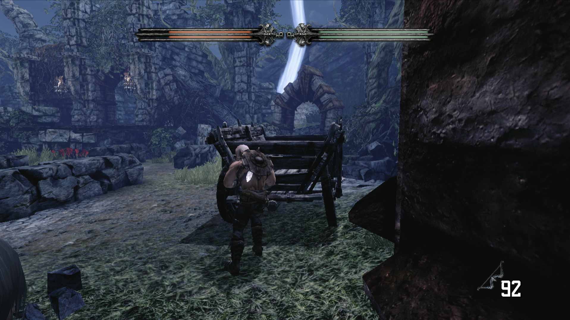 Hunted The Demon's Forge PS3 pushing cart obstacle