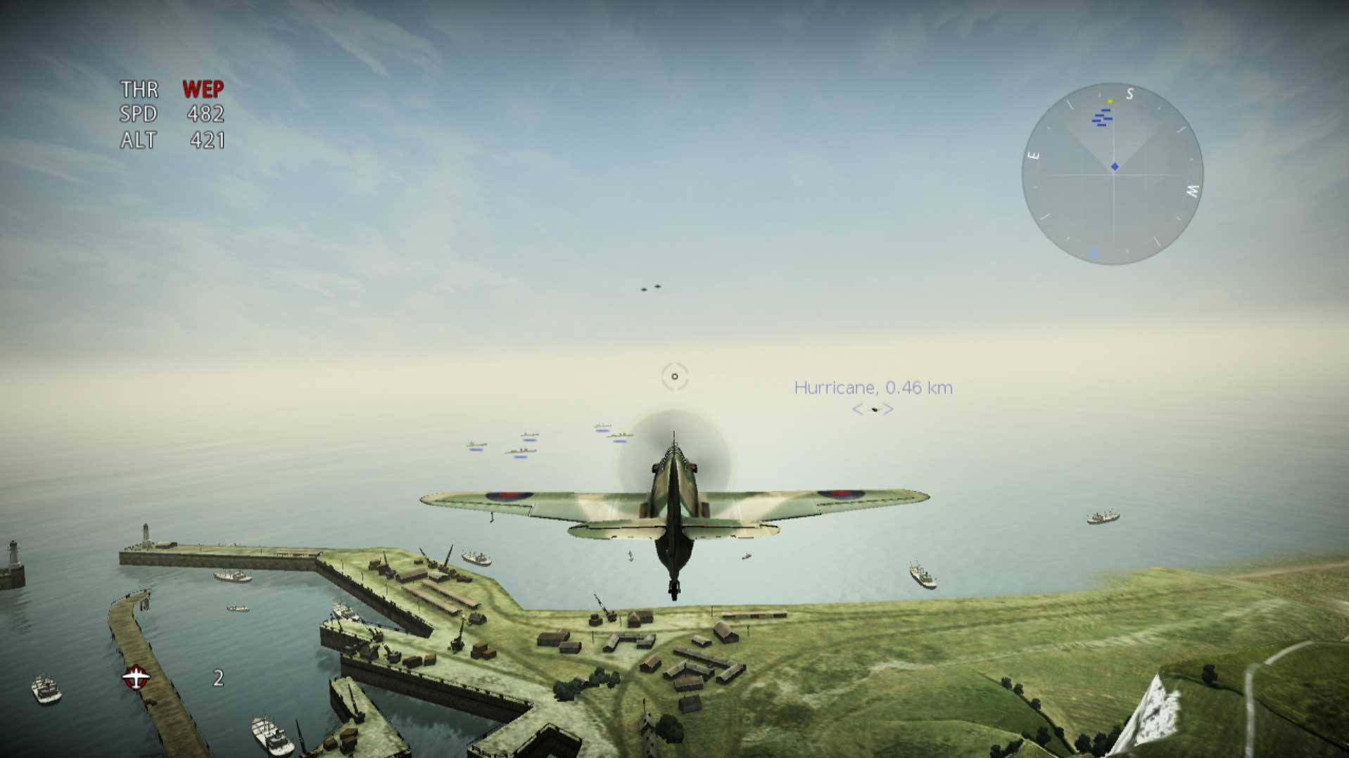 IL-2 Sturmovik Birds of Prey PS3 flying over fort ocean shore