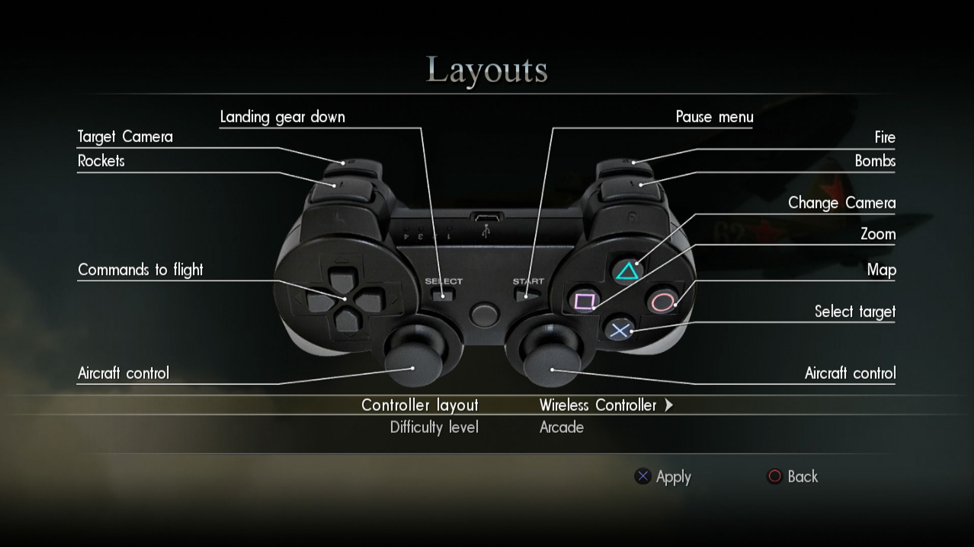 IL-2 Sturmovik Birds of Prey PS3 game controller button layout