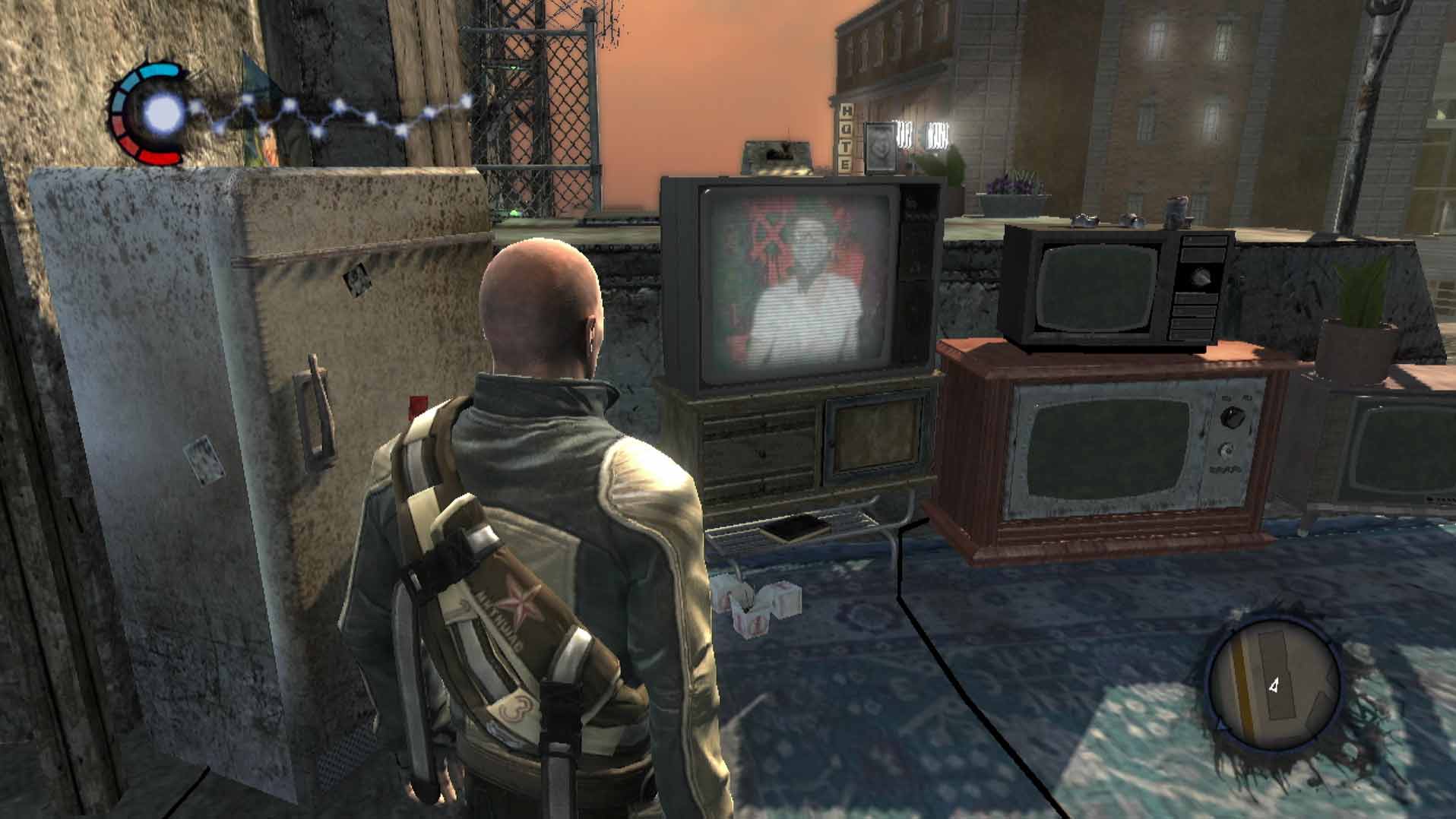 Infamous PS3 gameplay tv watching screenshot