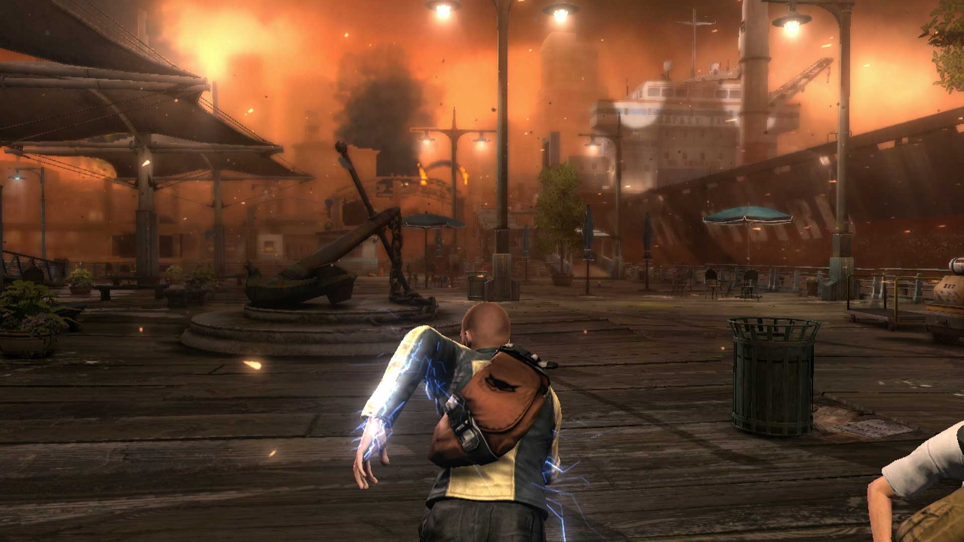 Infamous 2 PS3 gameplay prologue running screenshot