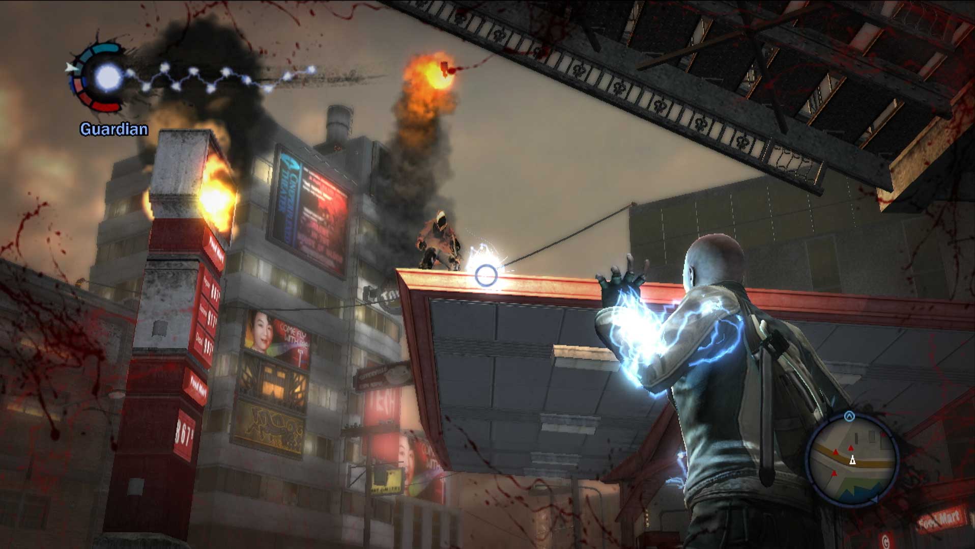 Infamous PS3 shooting enemy gas station screenshot