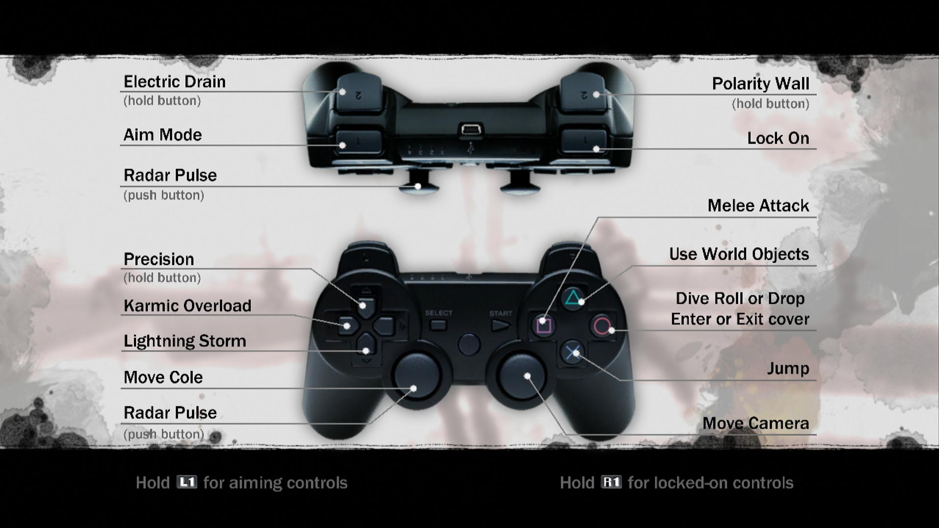 Infamous PS3 game controller button layout