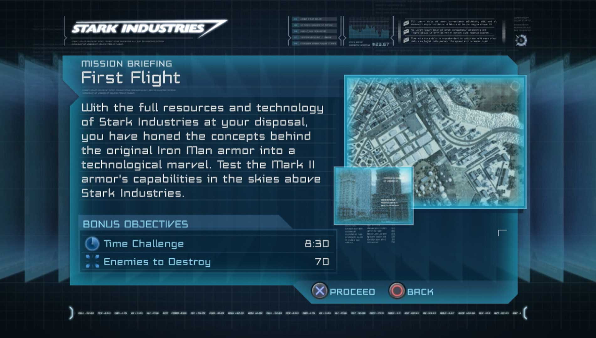 Iron Man PS3 mission briefing first flight information